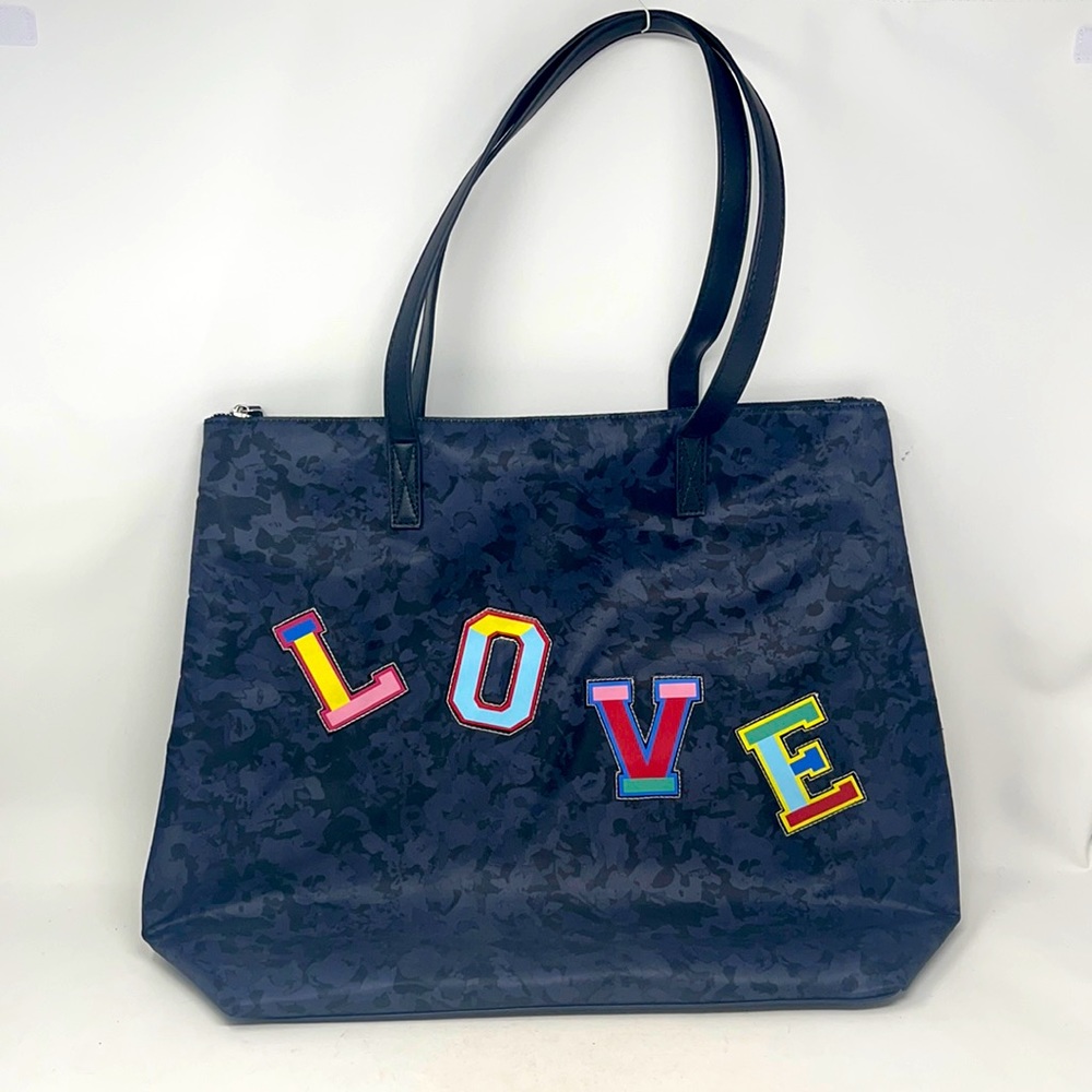 NEW Ellen Degeneres LOVE Black & Grey Nylon Tote Bag
